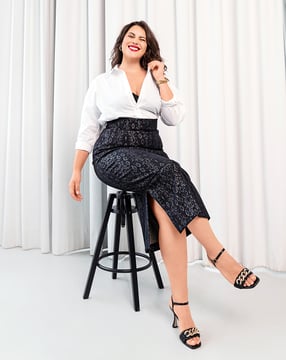 Falda de jacquard elástico #409  A | Burda Curvy 03/23 | Patrón de costura PDF