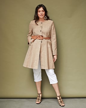 Tejido con estructura Chaqueta larga 401 | Burda Style Curvy Spring/Summer/22 | Patrón de costura PDF