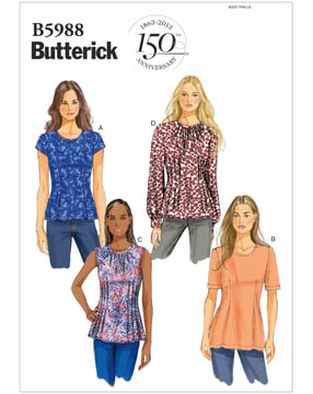 Patron Butterick pour femme Top #B5988F5 Taille 42-50
