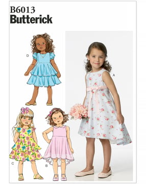 Patrons Butterick Robes pour filles #B6013CL Taille 122-134