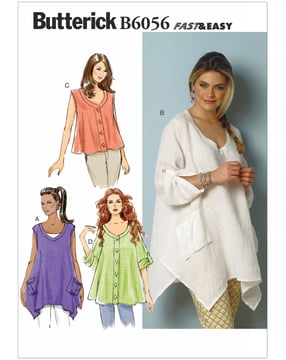 Patron Butterick pour chemisier femme #B6056ZZ tailles 42-50