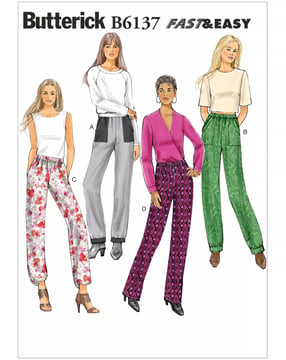 Patron Butterick pour pantalon femme #B6137A5 Taille 32-40