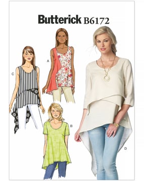 Patron Butterick pour femme Top Tunique #B6172E5 Taille 40-48