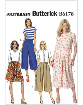 Patron Butterick Pantalon jupe femme #B6178A5 Taille 32-40