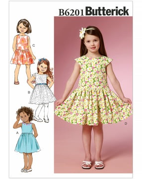 Patrons Butterick Robes pour filles #B6201CDD Taille 98-116