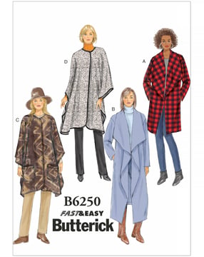 Patron Butterick manteau femme #B6250Y tailles 32-40