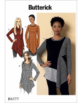 Patron Butterick pour tunique-pull femme #B6377A5 Taille 32-40