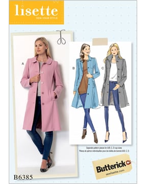 Patron Butterick manteau femme #B6385A5 tailles 32-40