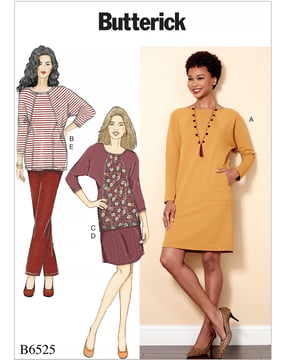Ensemble de patrons Butterick pour femme : robe, tunique, pantalon, jupe #B6525Y taille 32-40