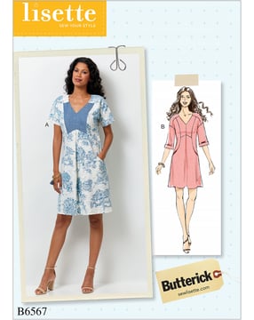Patron Butterick Robe Femme Modèle : Lise #B6567E5 Taille 40-48