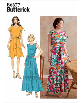 Patron Butterick robe femme #B6677E5 tailles 40-48