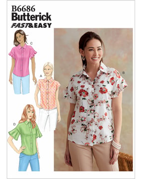 Patron Butterick pour chemisier femme #B6686E5 Taille 40-48