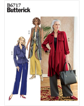 Set de patrons Butterick pour femme : veste, manteau, pantalon W #B6717Y tailles 32-40