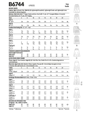 Patron Butterick Jupe Femme #B6744AA Taille 32-38