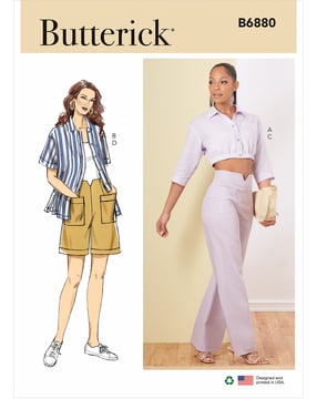 Patrons Butterick pour femme Pantalon Chemise Shorts #B6880F5 Taille 42-50