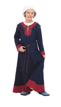Costume historique pour enfants, robe avec coiffe n°9473