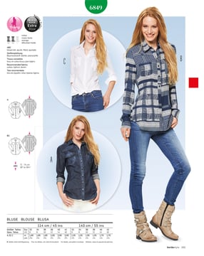 Burda 6849 - Blus Skjorta - Dam