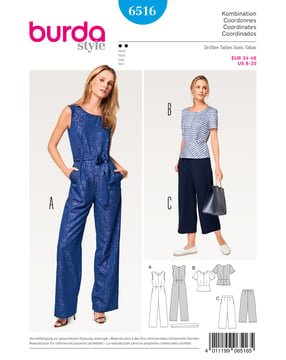 burda symönster damoverall - topp - byxor 6516 
