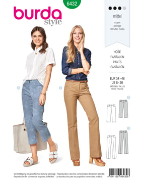 Broek en bandplooibroek nr. 6432 | kant-en-klaar burda-patroon per post