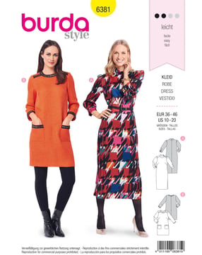 burda patrón de señoras blusa vestido, vestido 6381 tamaño. 36-46 | Por Correo
