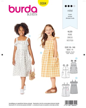 Burda 9304 - Klännning Kjol - Flicka