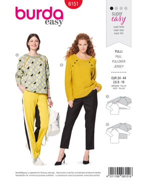 Sweater à manches raglan – orné de boutons ou d'un passepoil n°6151