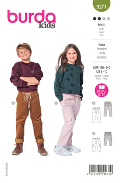burda pantalon casual de niña con cintura elastica 9271 talla 110-140 | Por Correo
