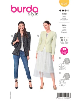 patrón burda señora chaqueta entallada con cremallera 6029 talla. 34-44 | Por Correo