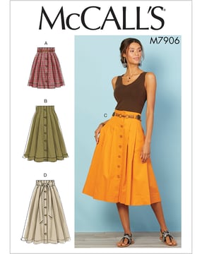 Patrón de costura McCall's Falda de mujer con abotonadura frontal #M7906 Tallas 32-40