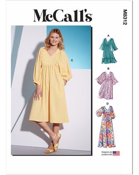 Patrón de costura McCalls para vestido de mujer con escote en V M8312Y Talla 32-40