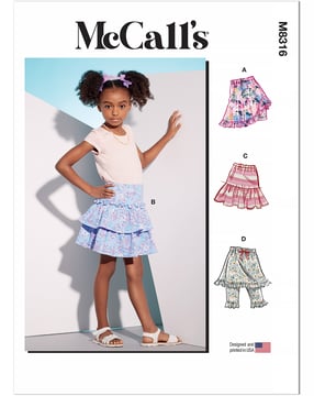 Patrón de costura McCalls para pantalones cortos infantiles #M8316A