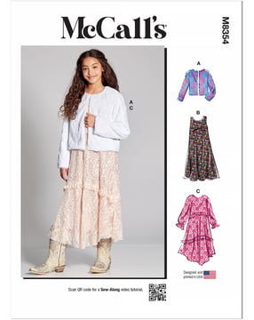 Patrón de McCall para niña: vestido, chaqueta y falda M8354A