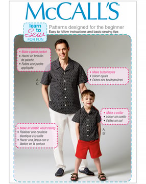 Set de patrons McCalls pour hommes et garçons : pantalon, chemise, shorts M6972ADT Taille 32-48 / 94-134