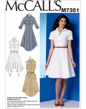 Patrons de couture McCalls Robes pour femmes M7351A5 Taille 32-40