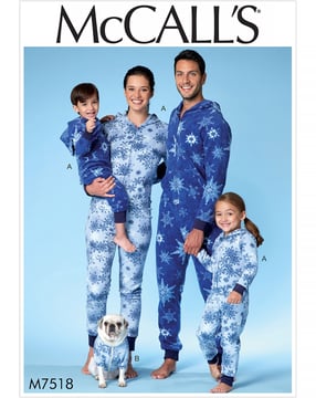 Patrons McCalls pour hommes, femmes, enfants, animaux de compagnie, vêtements de nuit #M7518ADT Taille S-XL / 3-8 ans