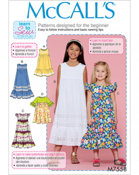 Patrón de costura McCalls para vestido de niña #M7558CHJ
