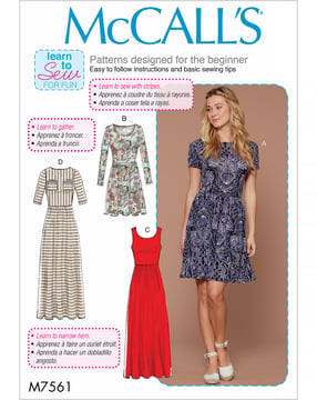Patrón de McCall's para niños 7561 - Vestido suéter para niña talla 32-40