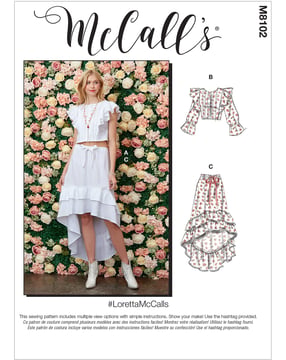 Patrón de costura McCalls para mujer 8102 - Falda de encaje Talla 32-40