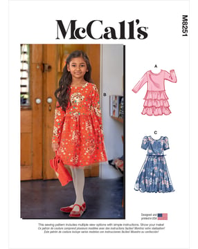 Patrón de costura McCalls vestido para niñas #M8251CCE