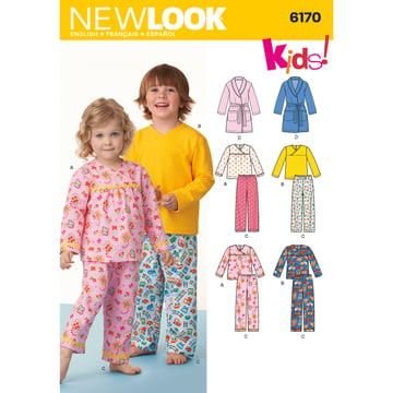 Patrón New Look para pijamas de bebé para niños pequeños y niños N6170
