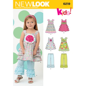 Patrón New Look Vestido y Pantalones para Bebés y Niños Pequeños N6219