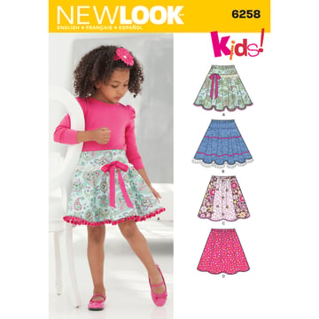 New Look patrón de costura faldas circulares para niñas y niños N6258