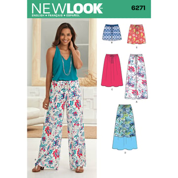 Falda de mujer en tres longitudes y pantalones o shorts #N6271