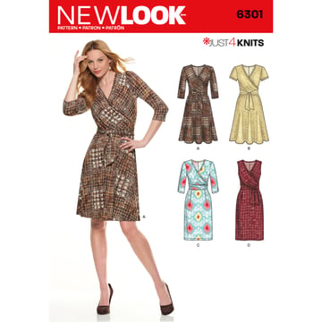 Vestido de punto tipo falso cruzado para mujer #N6301