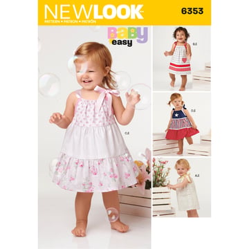 Patrón New Look para ropa de bebé: vestidos y pantalones cortos para bebés N6353