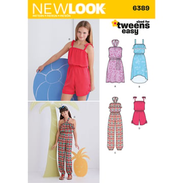 New Look Patrón para niña Easy Jumpsuit, pelele y vestidos para niña N6389