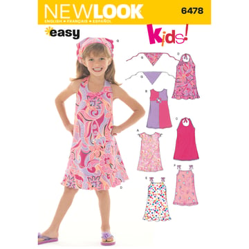 Patrón New Look Vestidos para niñas N6478