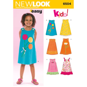 Patrón New Look Vestidos y Top para Niña N6504
