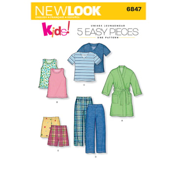 Patrón New Look para niños Camisetas, pantalones y abrigos #N6847 Talla 3-8 años