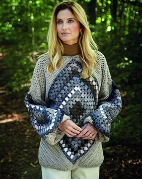 Gehaakte trui met granny squares en driehoeken #01 | Burda Breien N°01 - 2019 | PDF breipatronen